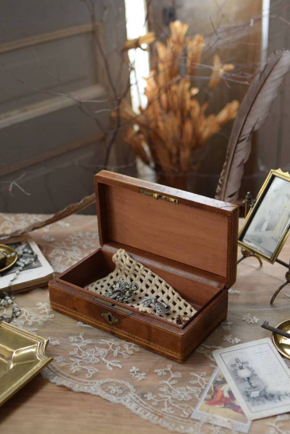 レザージュエリーボックス フランス雑貨 本革 ディスプレイ