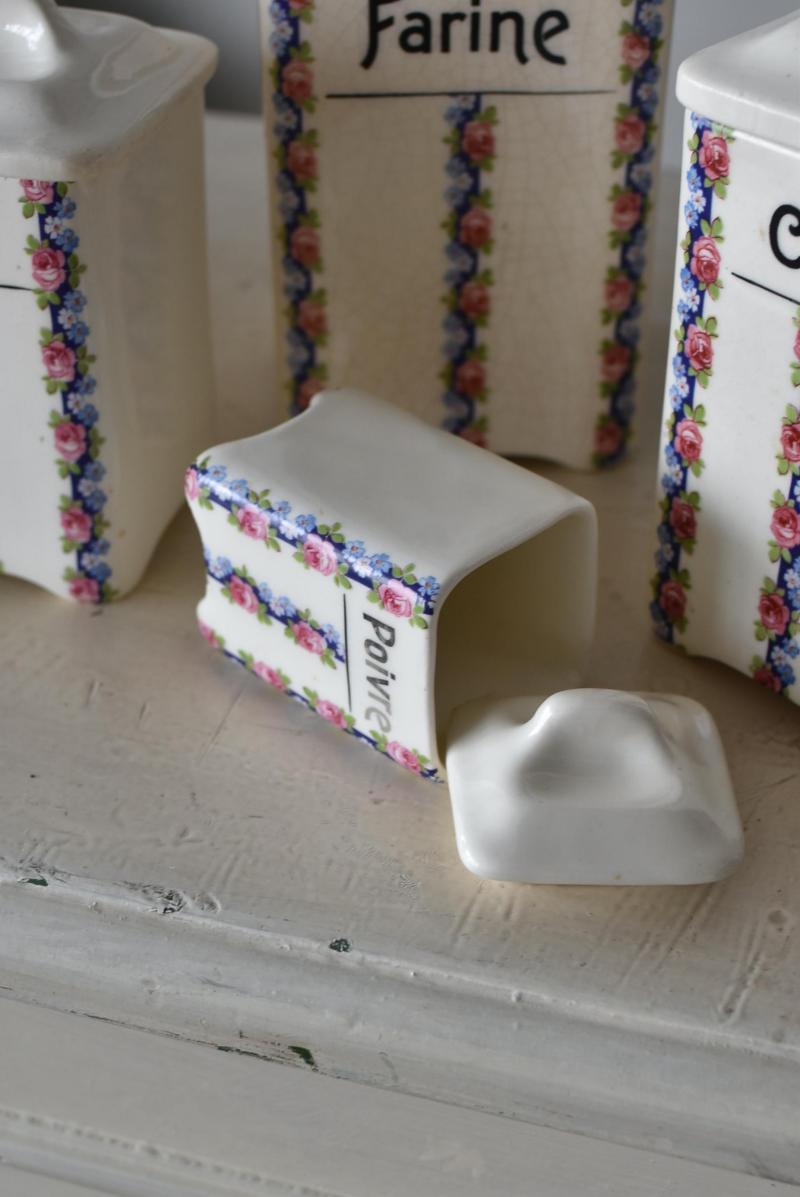 フランスアンティーク雑貨 キャニスター6点セット アンティーク陶器