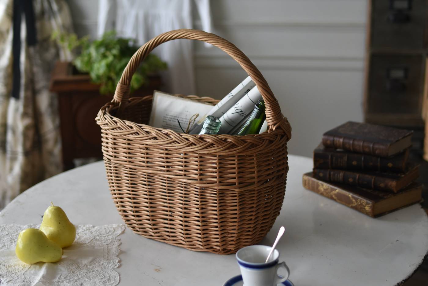フレンチバスケット.16 フランスヴィンテージ雑貨 籐籠 ラタンバスケット