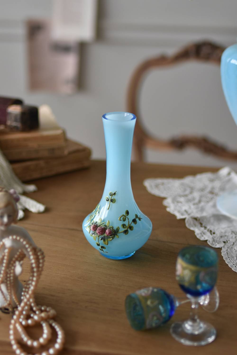 フラワーベース.Blue2 フランスアンティーク雑貨 花瓶 一輪挿し 花器