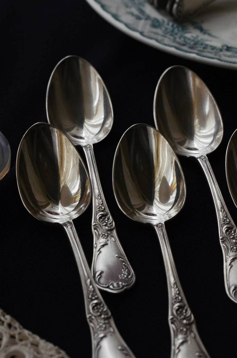 ティースプーン6本セット.2B フランスアンティーク雑貨 カトラリー 白銀