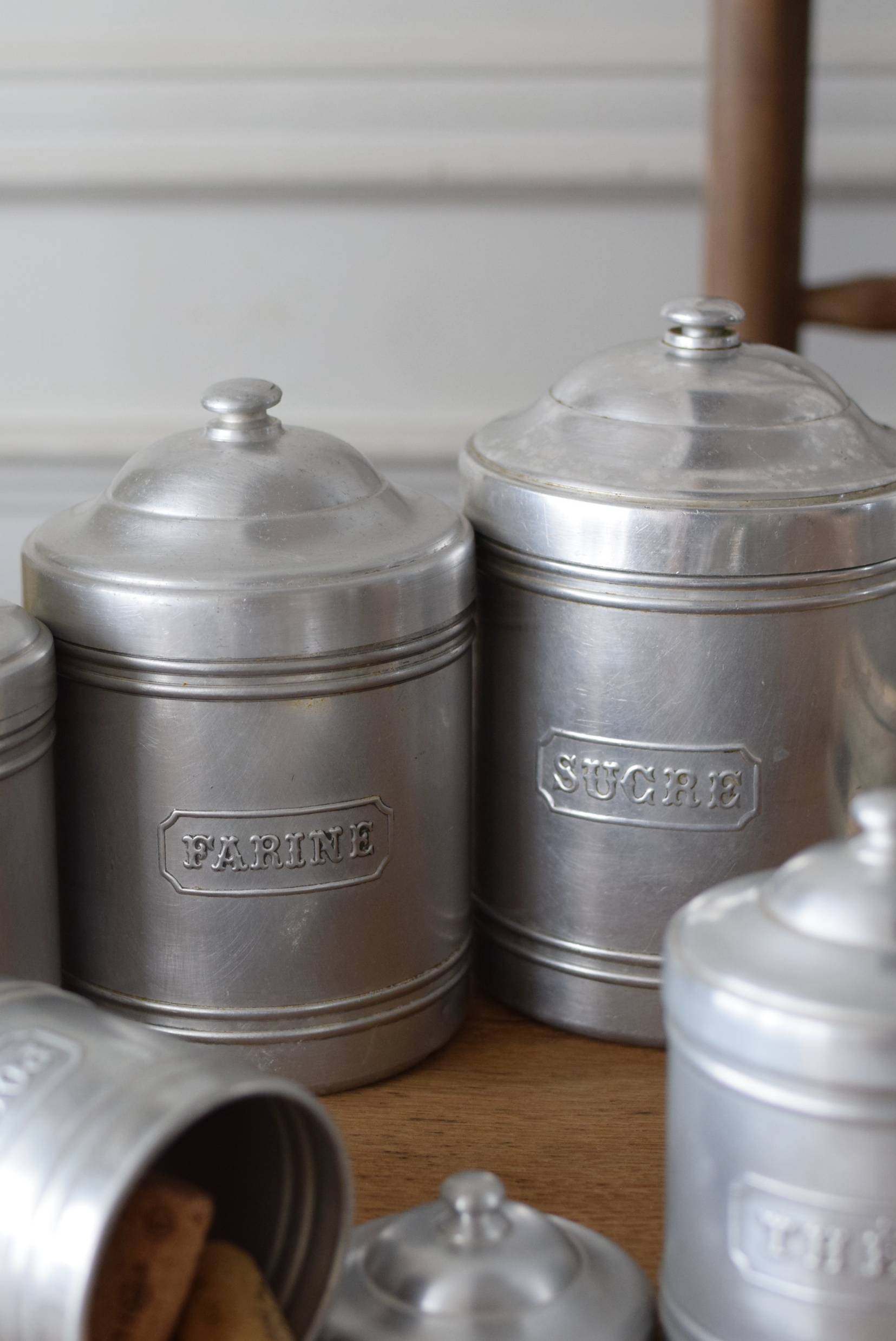 アルミキャニスター6点セット アンティーク雑貨 キッチン雑貨 フランス