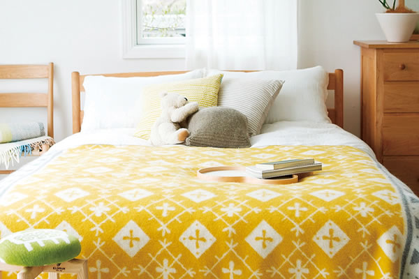 KLIPPAN ベッドスロー コットンスローバスケット 130×180cm / ブルー