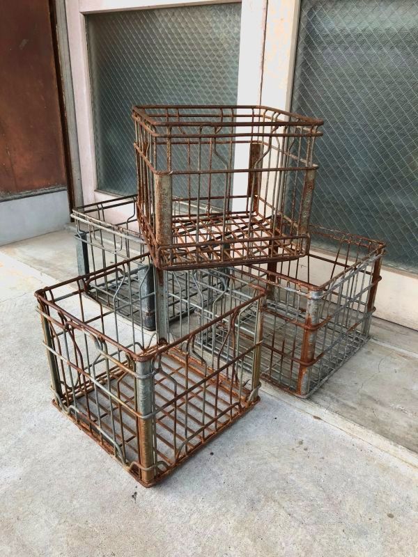 ワイヤーバスケット ボトルケース メタルボックス ミルククレート