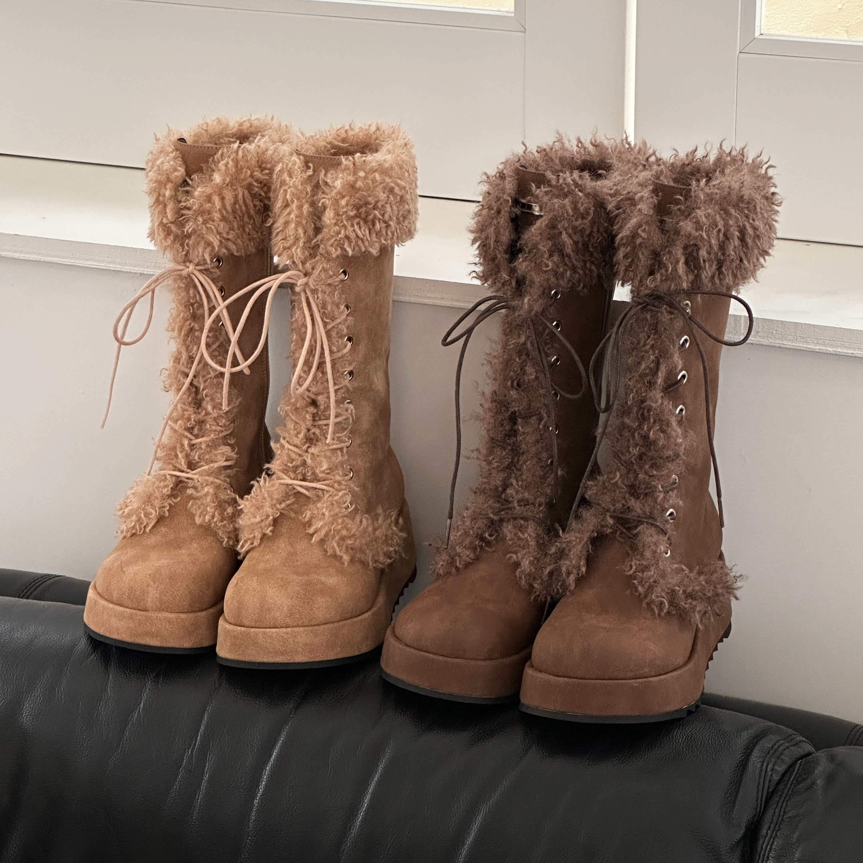 Puffy Fur Boots (Brown) - LOULOUSEOUL