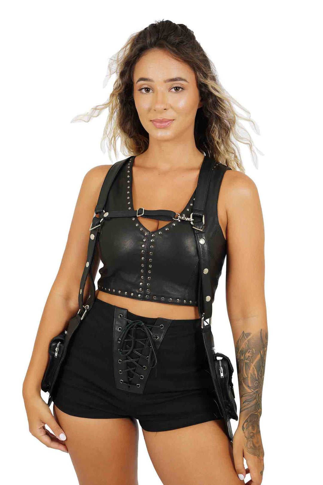 Woven Black Leather Shoulder Holster Bags | Shop Love Khaos