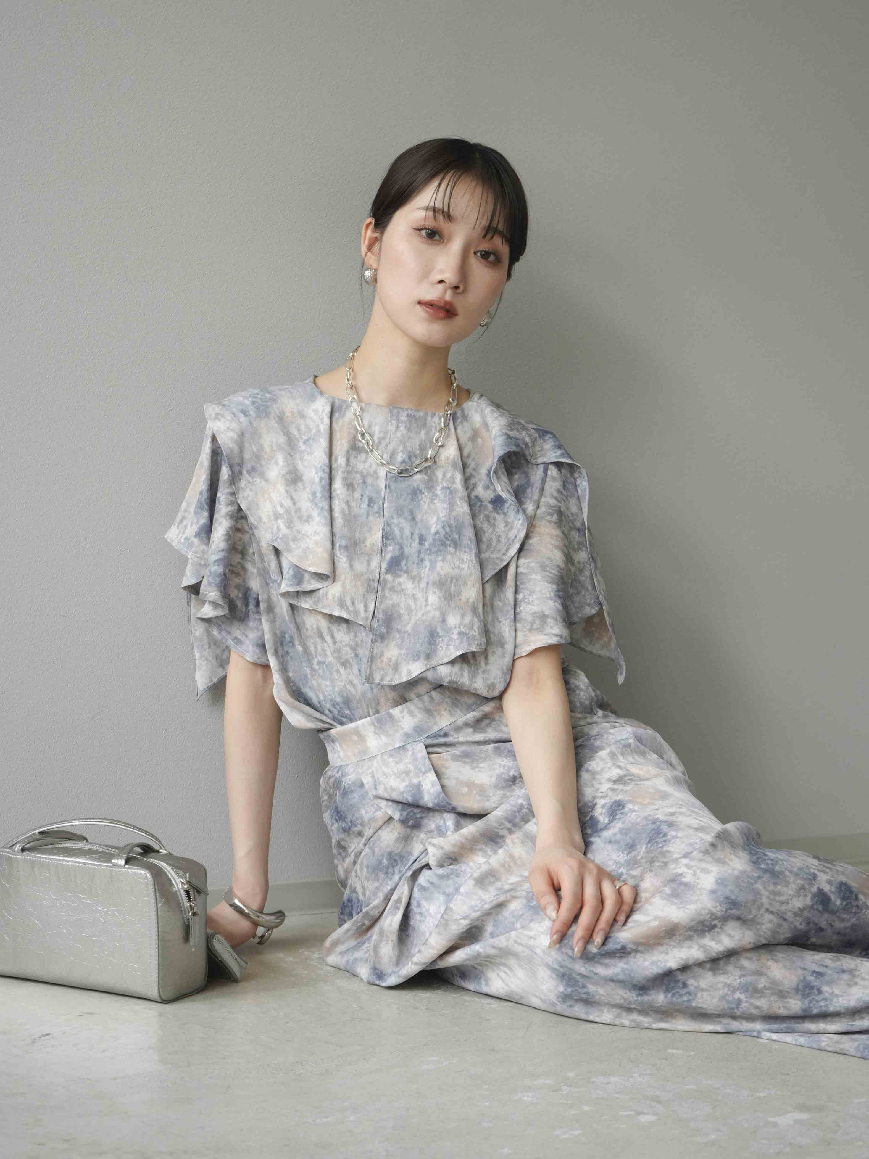 予約]水彩アートラッフルカラーブラウス/ラベンダー – Lumier