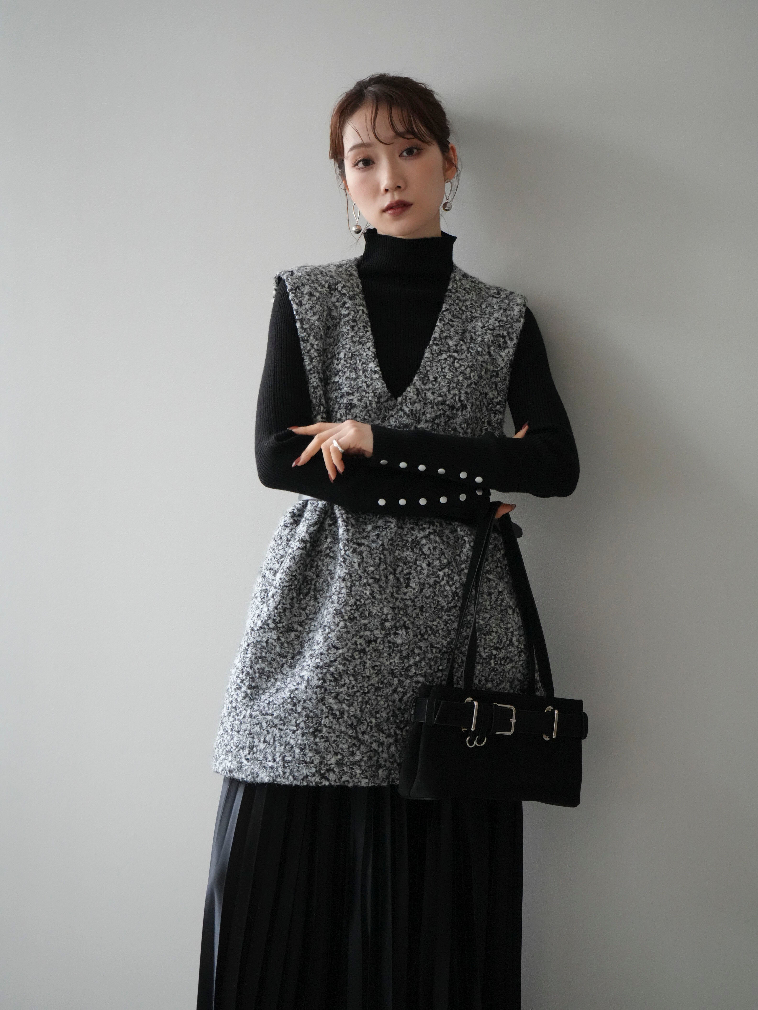 予約]ミックスループヤーンニットミニワンピース/gray – Lumier