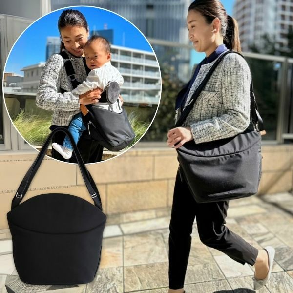 ノルン(N/ORN)抱っこ紐バッグ(日本製)【ブラック】ヒップシートになる