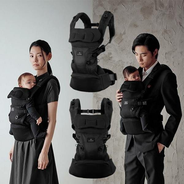 エールベベの抱っこ紐【ベビーキャリアスリー】ブラック 新生児から