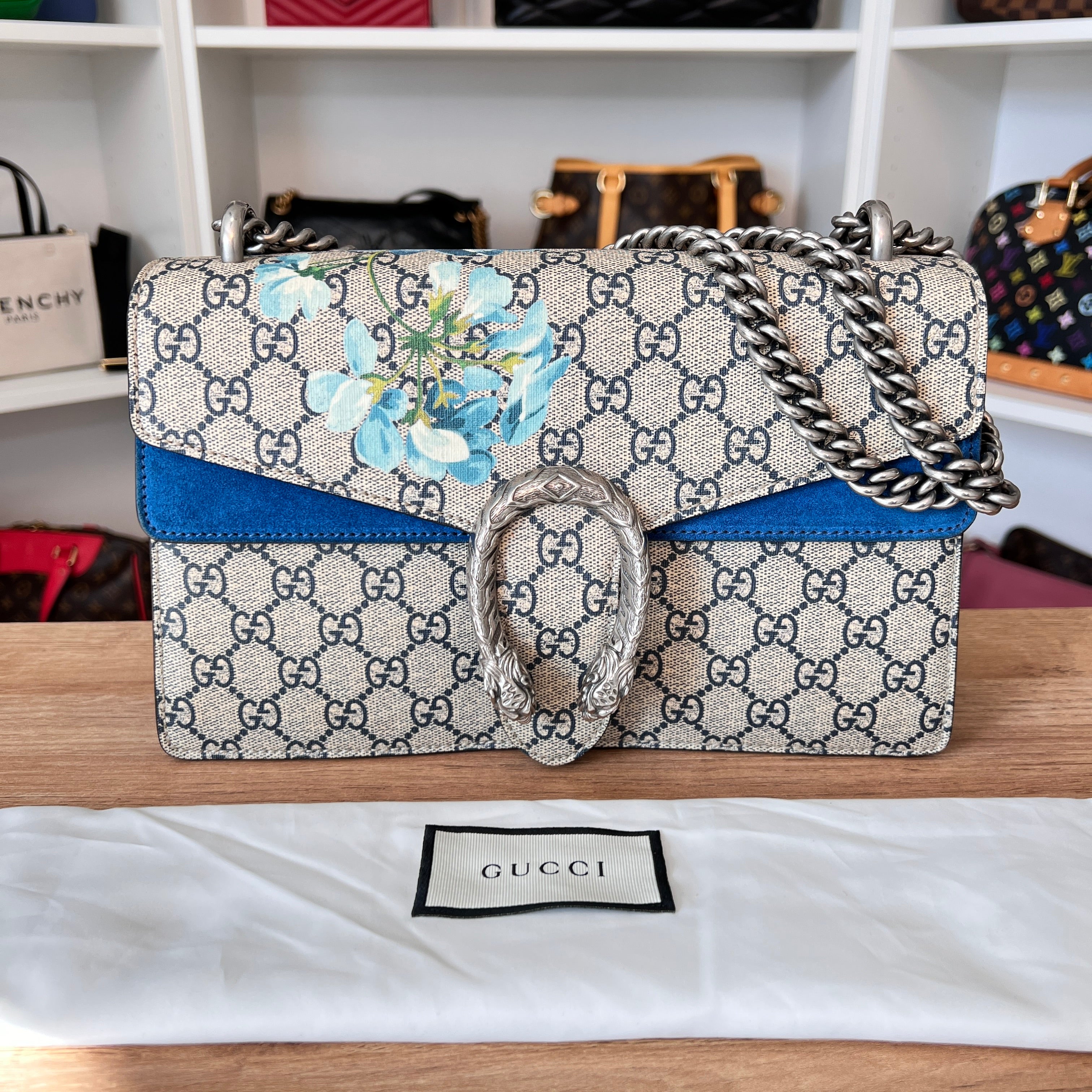 Gucci GG Supreme Monogram Blooms Small Dionysus Shoulder Bag Beige