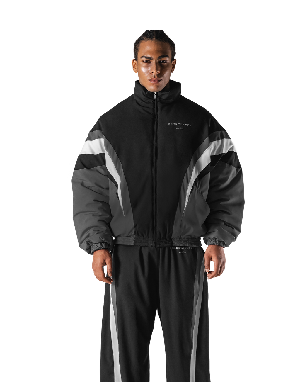 SWITCH LAYER™ 2Line TRACK | BLACK Puffer Jacket V.2 - Black – LÝFT