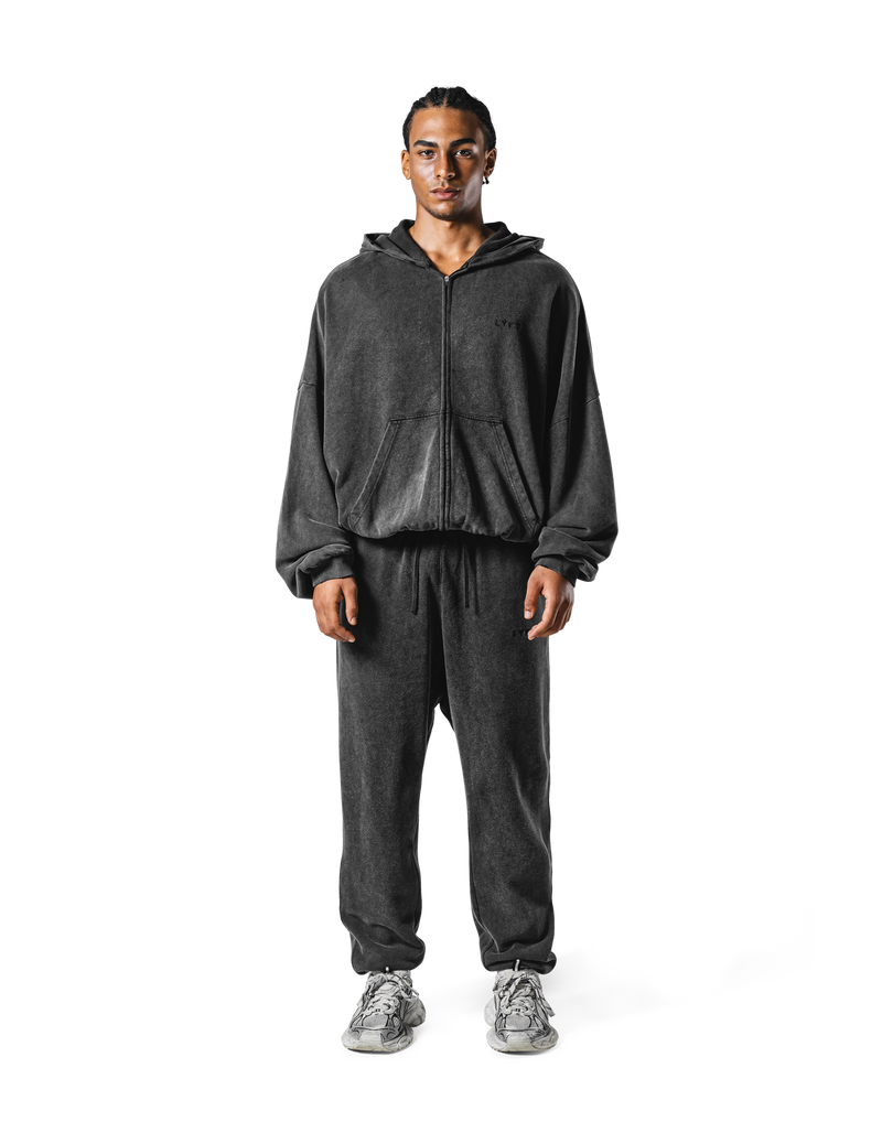 Oversize Vintage Sweat Zip-Up Hoodie - Black – LÝFT