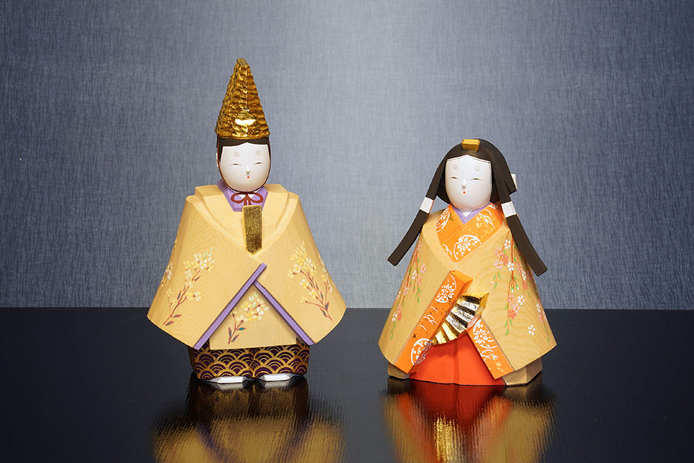 万葉堂 木彫りの雛人形 吉岡一泰作【木彫雛】菜の花