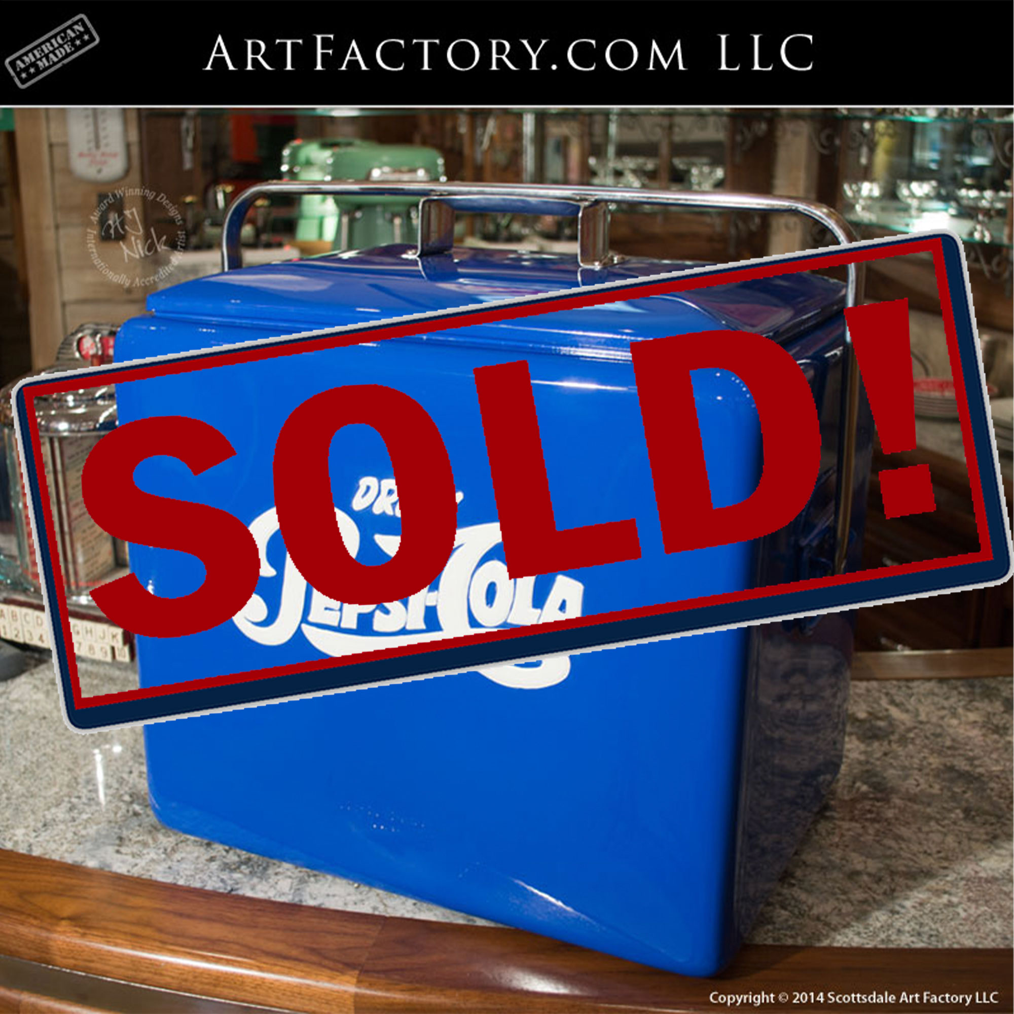 Vintage Pepsi-Cola Cooler: Restored Original 1930's Tin Cooler