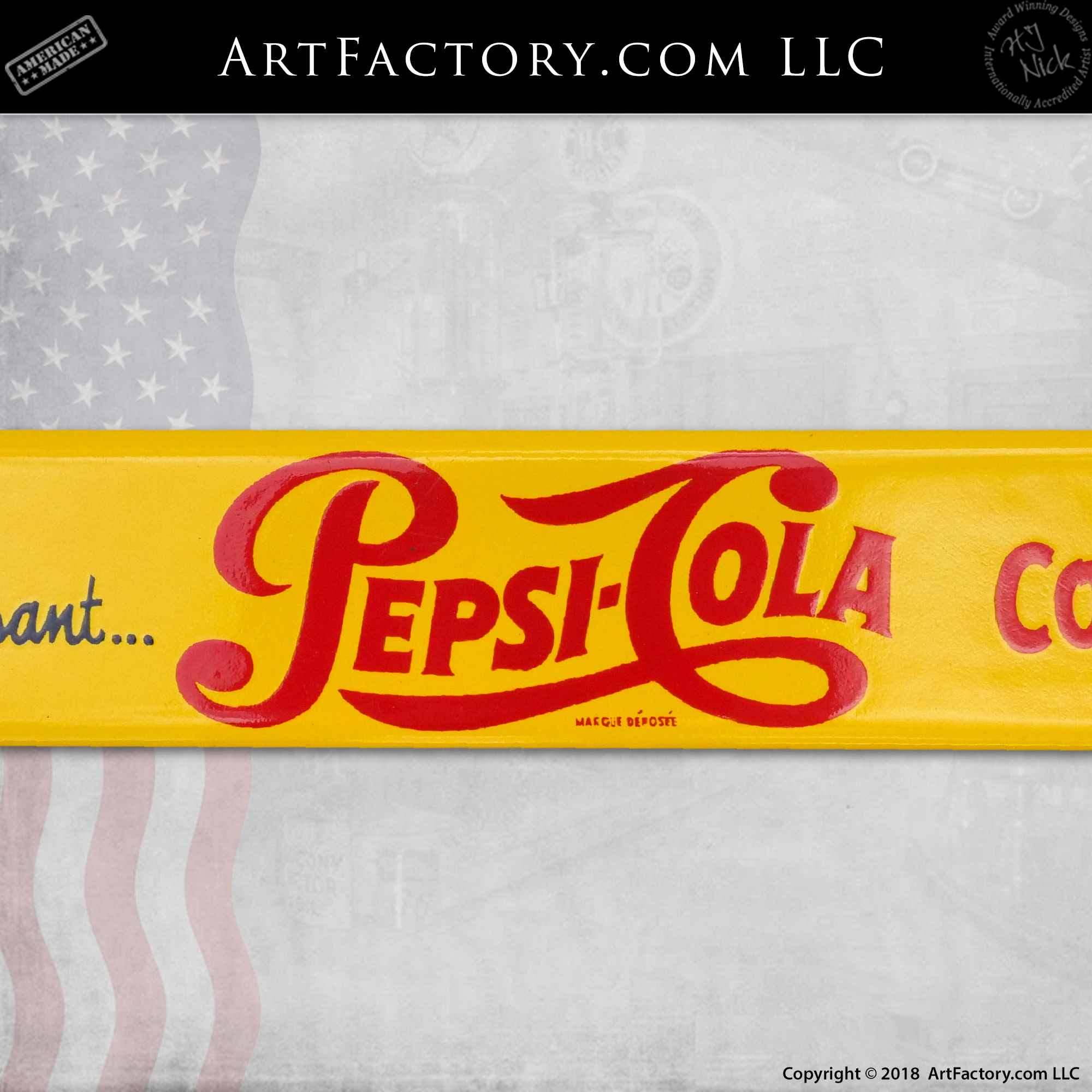 Canadian Pepsi Cola Sign: Vintage French Language Door Push