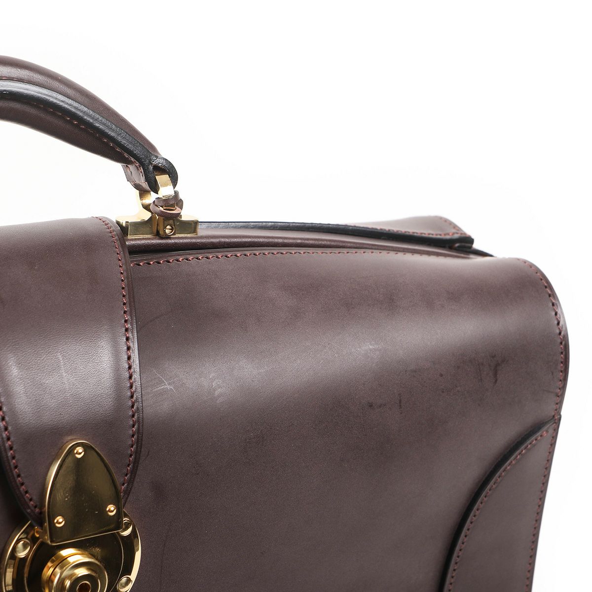 万双 ダレスバッグ ブライドルレザー 2マチ ダークブラウン ブライドル