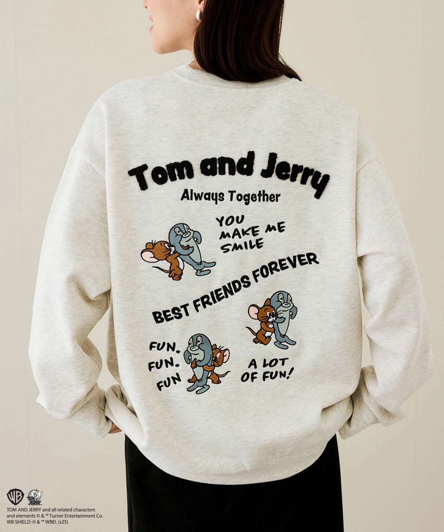 Tom and Jerry 魚総刺繍トレーナー メンズ