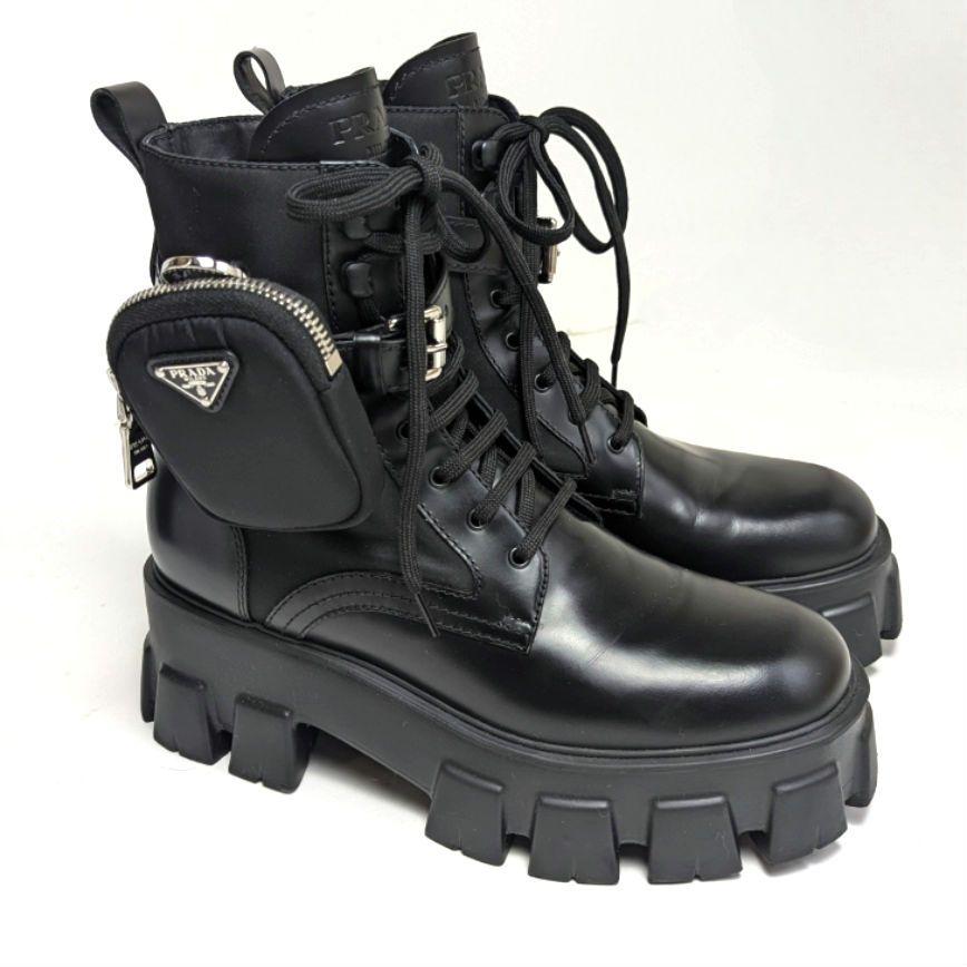 新品そっくりさん⭐PRADA プラダ モノリス ポーチ付 ブーツ38.5