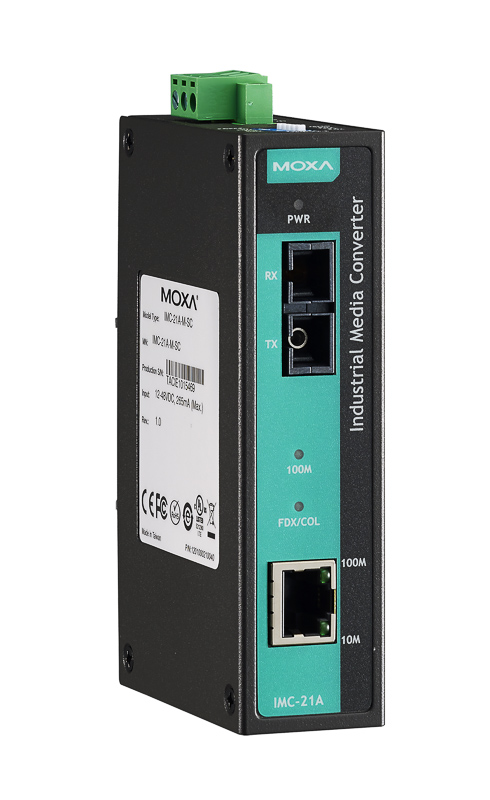 Moxa IMC-21A Media Converter, Single Mode SC, -40 to 75Â°C