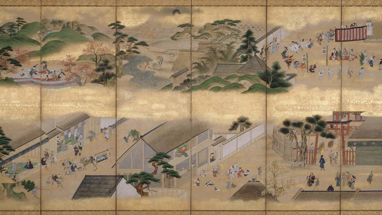 英一蝶「月次風俗図屏風」 | - Japaaan
