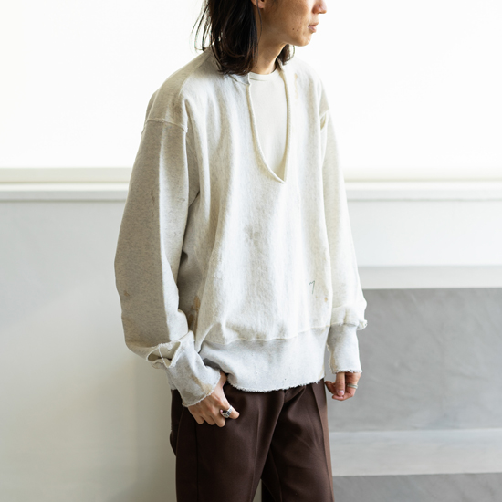 ANCELLM CRASH CREWNECK SWEAT SHIRT ”H.IVORY” - Maiden Voyage