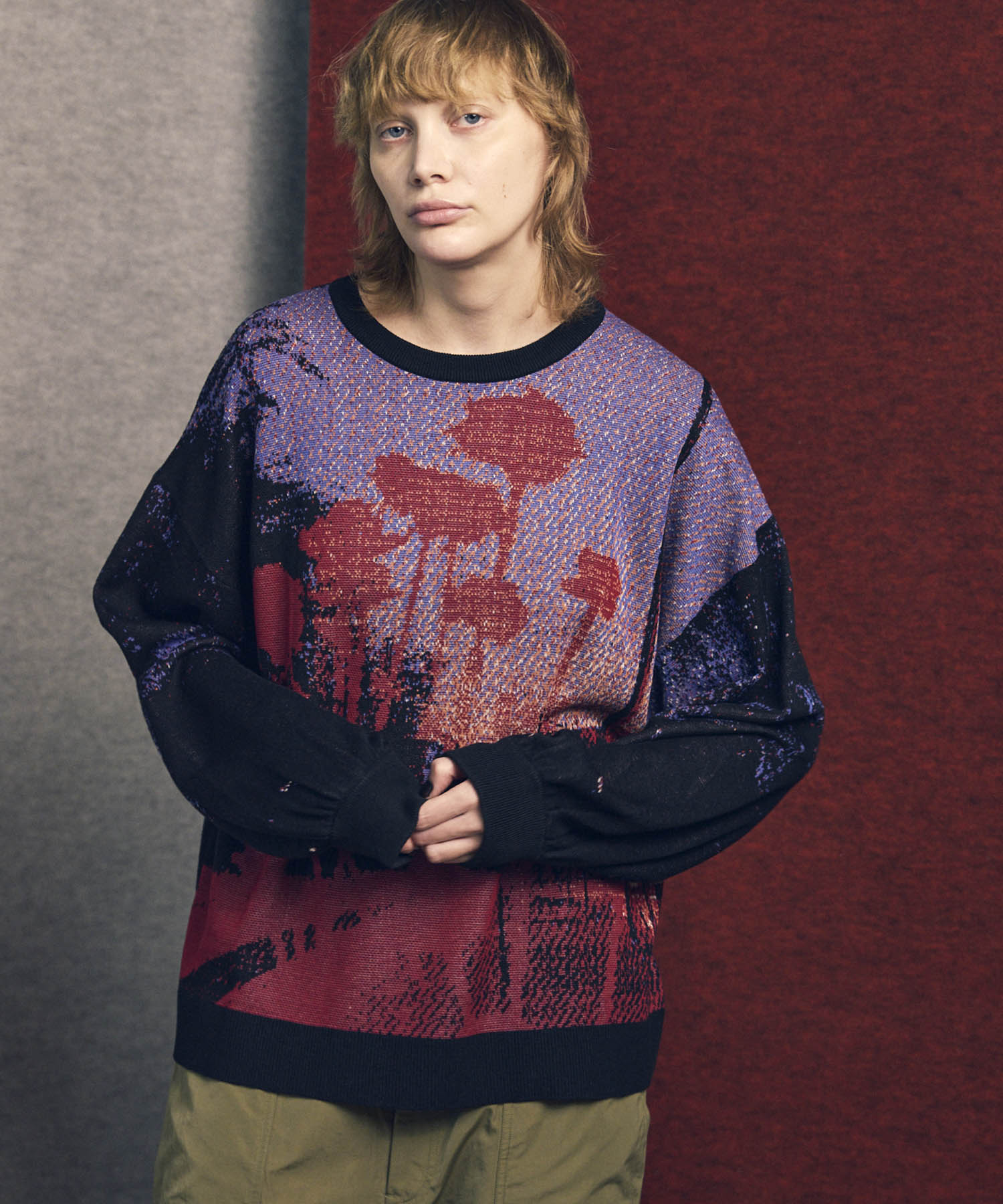 Prime-Over Contemporary Art Crew Neck Knit Pullover