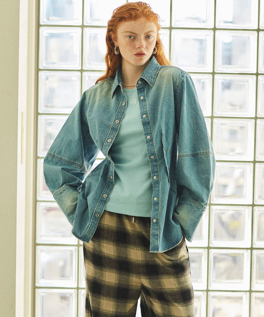 SALE】Waist Sharp Denim Shirt