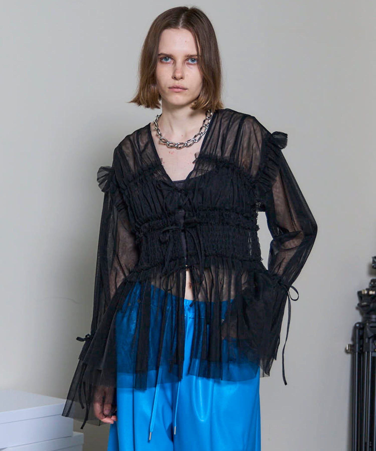 SALE】2way Ruffle Gathers Tulle Tops