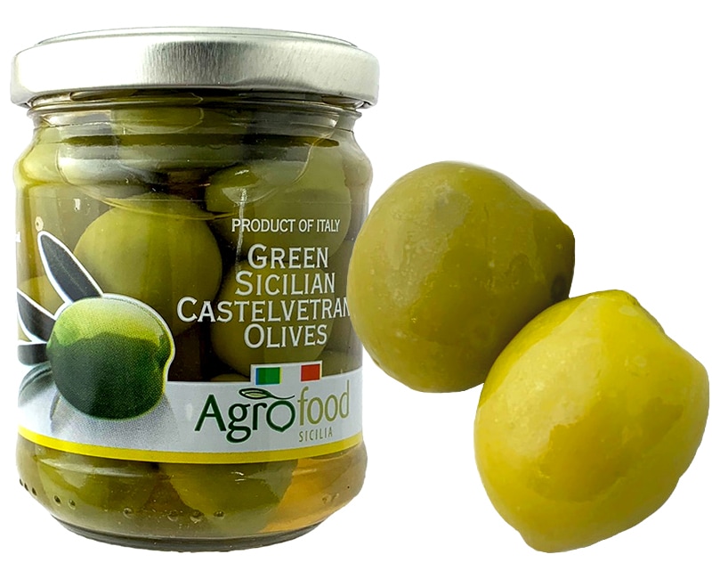 種あり】シチリア カステルヴェトラーノ グリーンオリーブ（200g/瓶