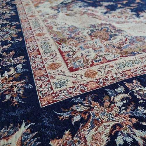 ラグ アンティーク風で格調高いゴブラン織り リエージュ（ネイビー
