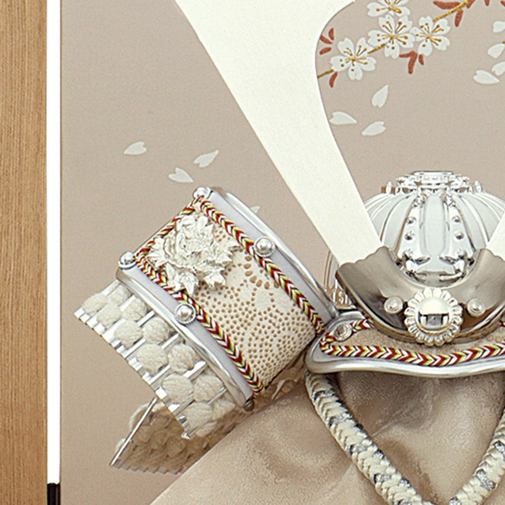 五月人形 お祝い 初節句 コンパクト 兜飾り 収納飾り 7号 白銀中鍬兜