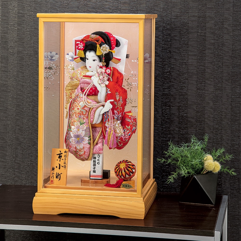 羽子板 お祝い 羽子板飾り 初正月飾り 15号 京小町 ケース飾り 木目