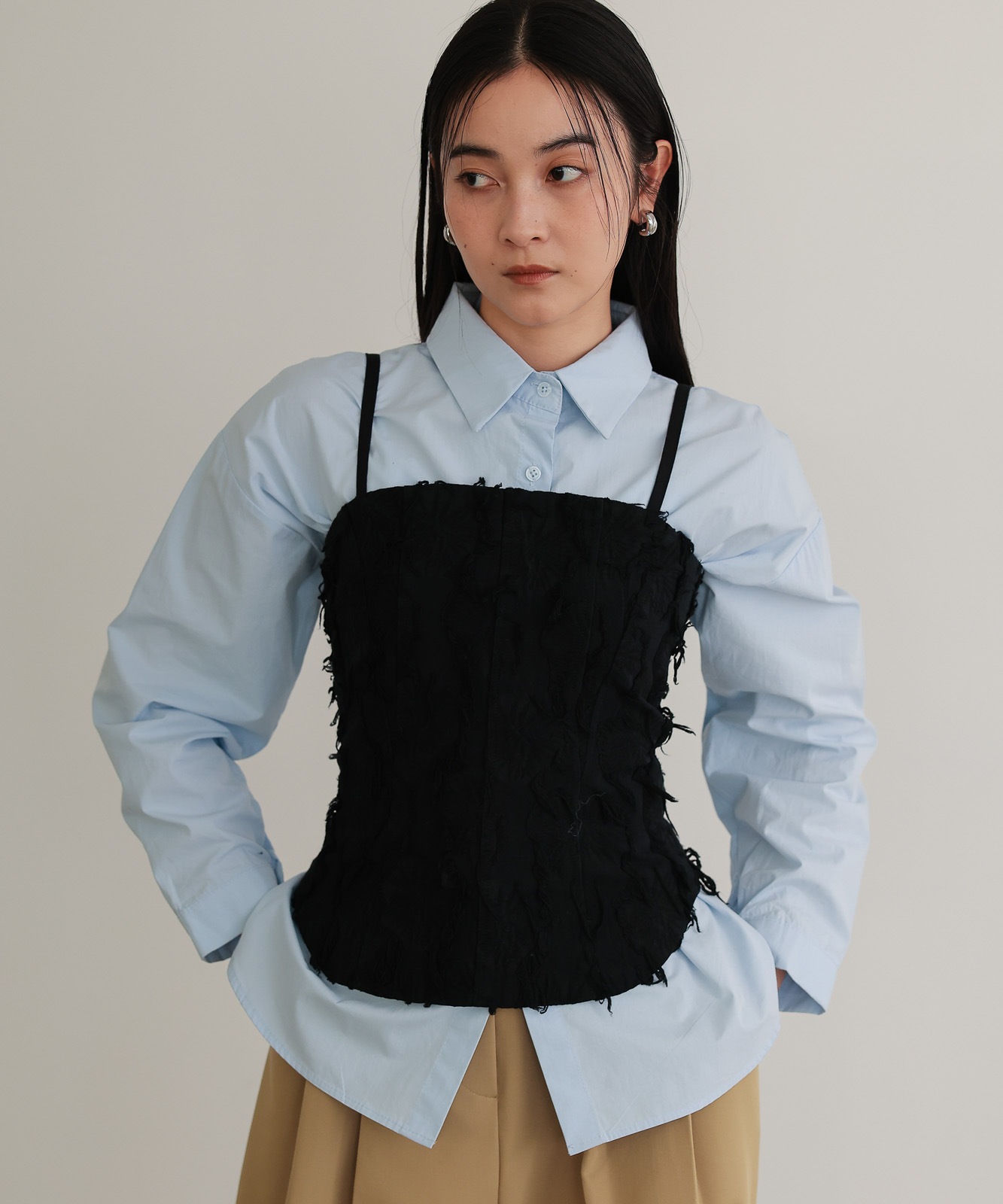 フリンジジャカード ベアトップビスチェ / Black | NEW ARRIVAL