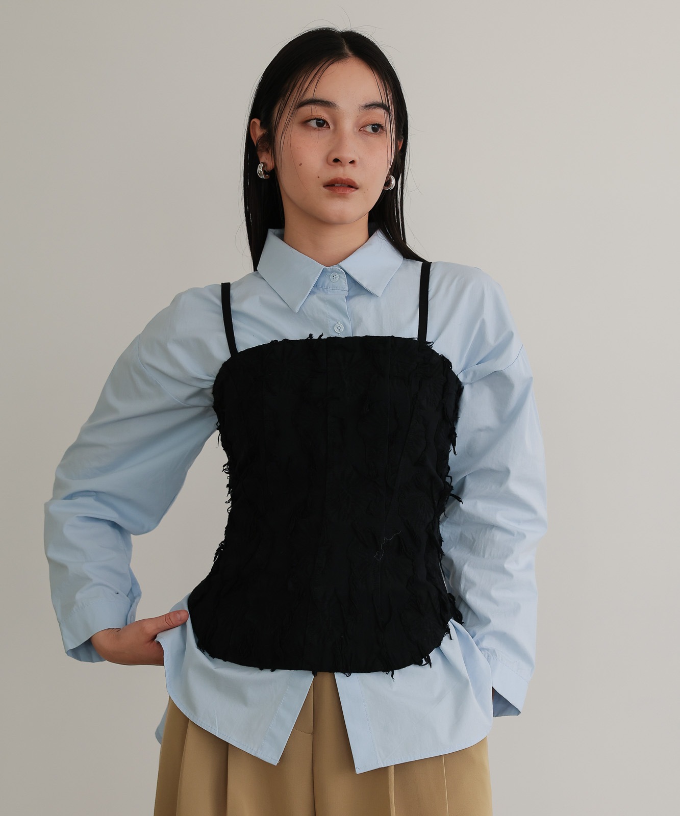 フリンジジャカード ベアトップビスチェ / Black | NEW ARRIVAL