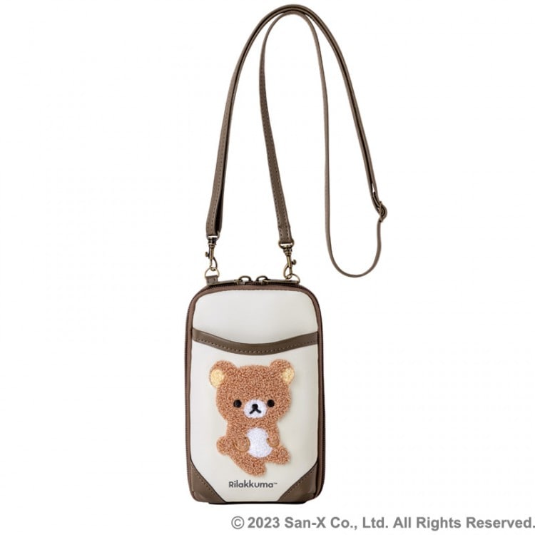 リラックマ ふわふわ刺繍がかわいい！おでかけスマホショルダーバッグ