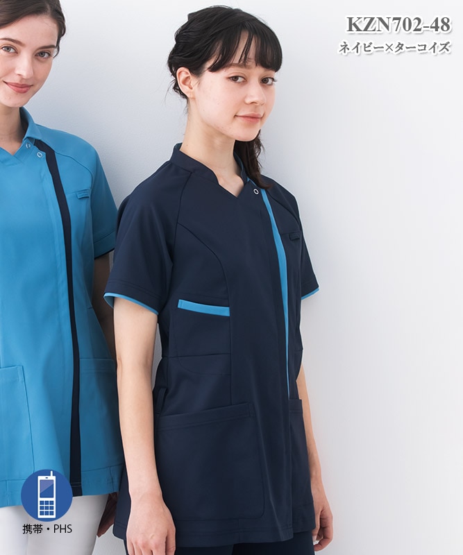 レディススクラブジャケット半袖[KAZEN製品] KZN702｜THS-白衣通販・販売