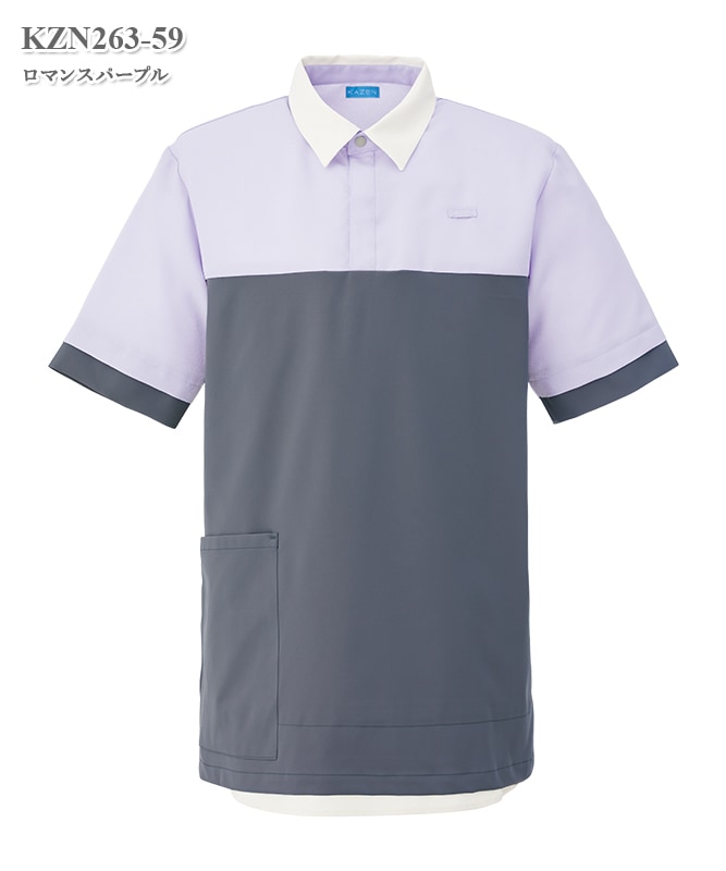 男女兼用レイヤードポロシャツ半袖[KAZEN製品] KZN263｜THS-白衣通販・販売