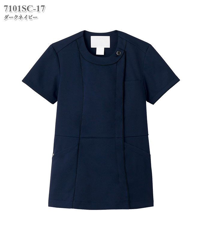 レディスジップスクラブ半袖[フォーク製品] 7101SC｜THS-白衣通販・販売