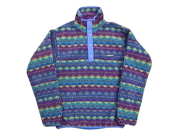 80's Patagonia パタゴニア フリース ジャケット 総柄ブルー プル