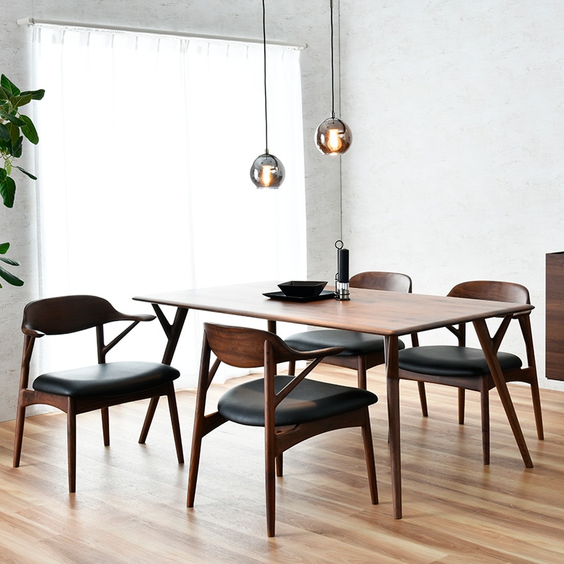 ダイニング5点セット（if NEST）Lilly 165 DT ウォールナット+セミ