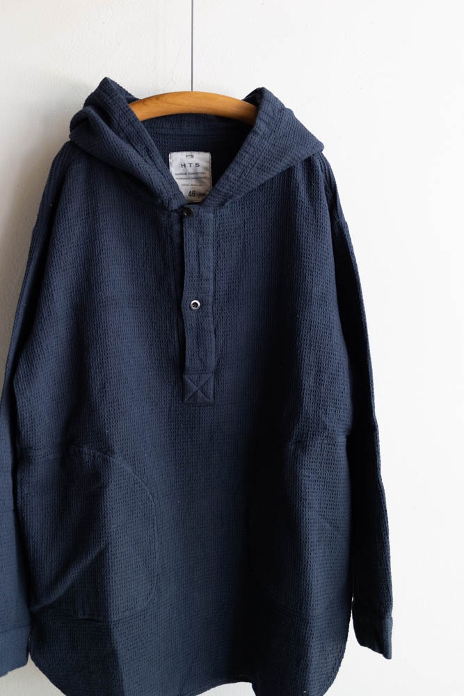 HTS (HARROW TOWN STORES) | WAFFLE PLAIN OVERDYE HOODED PULLOVER