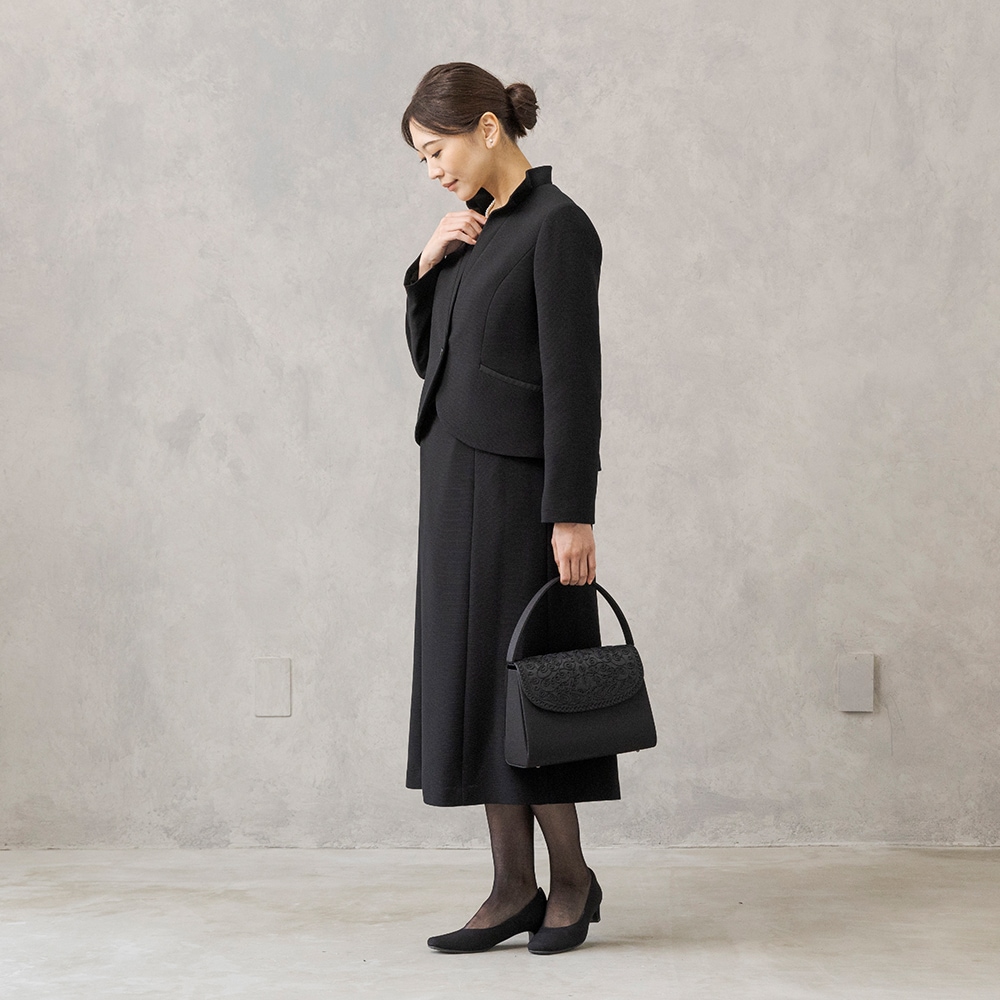 HIROMI YOSHIDA Black 1203423]フリルカラージャケット×ペプラム前開き