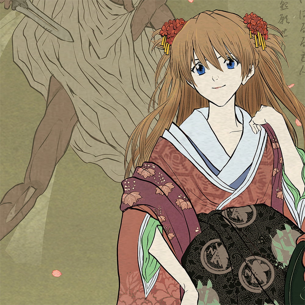 エヴァ浮世絵「箱根八里美人三画揃 アスカ」｜浮世絵工房