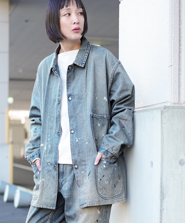SALE 50%OFF】[JK2206]tsuzuli(ツヅリ)COVERALLS JACKET USED PAINT