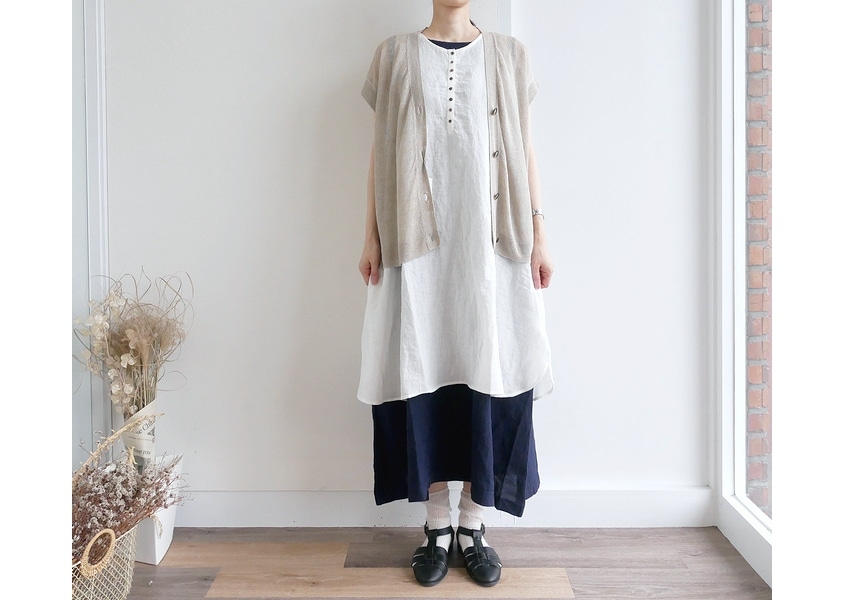 a+koloni（コロニー）＊リネンヘンリースリーブレスワンピース(3色