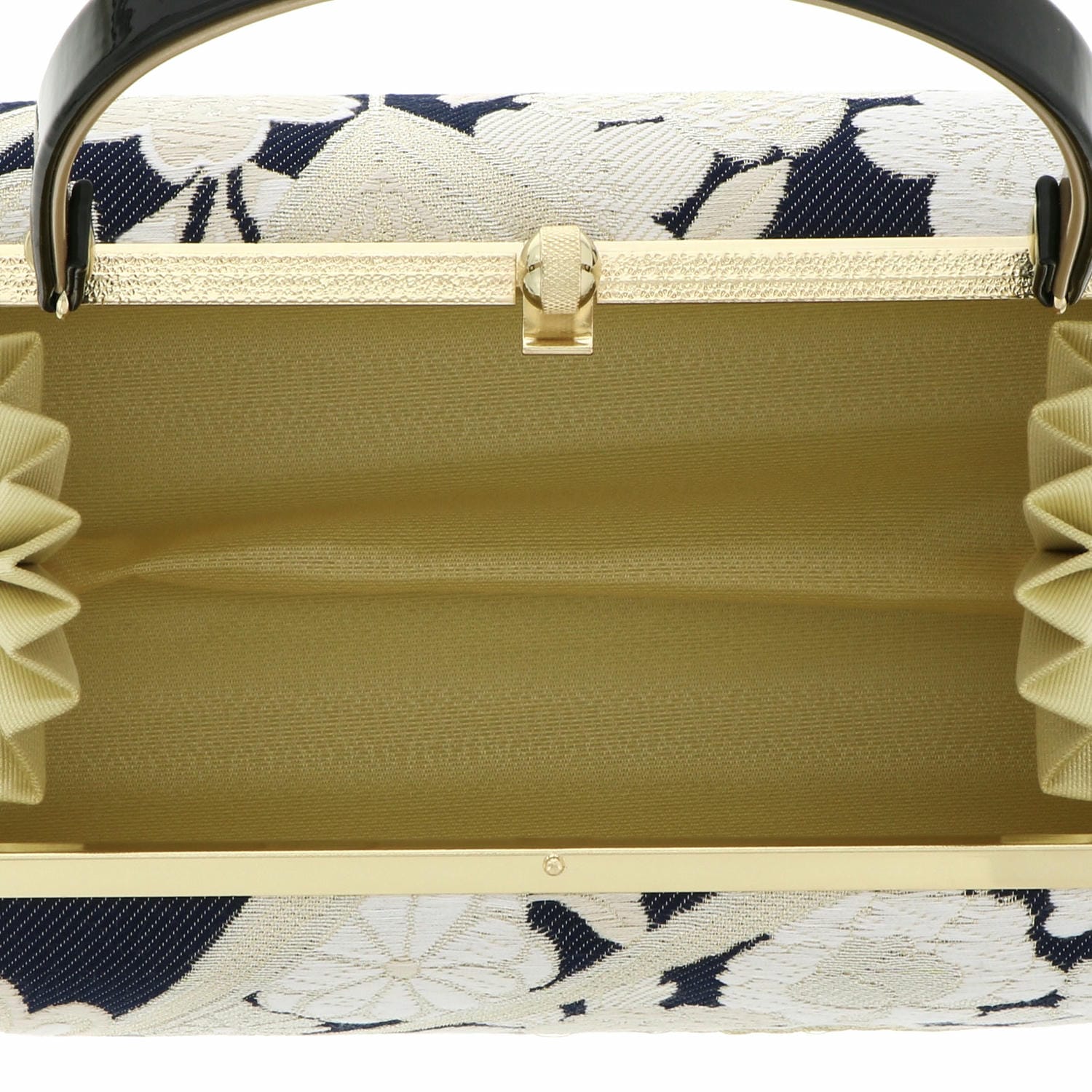 草履バッグセット「黒 紺地、華紋」Fサイズ 日本製 振袖草履バッグ