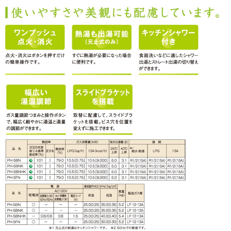 ユアサプライムス.com｜パロマ 湯沸し器 元止式 5号 PH-5BN 都市ガス