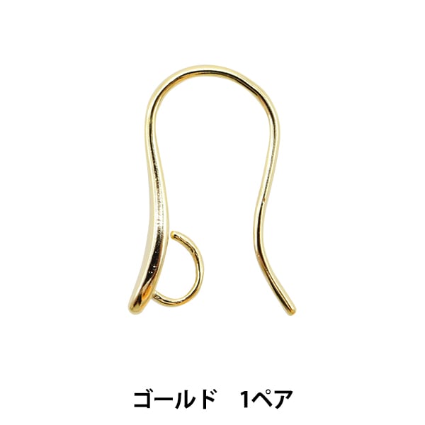 ピアス金具 『デザインフックピアス ゴールド 1ペア』 ビーズ,ビーズ