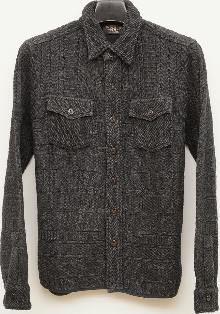 ダブルアールエル) RRL ブラックインディゴ コットン リネン ニット